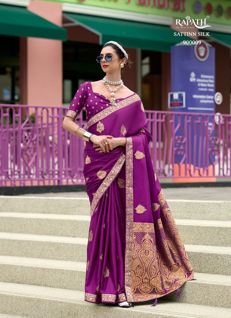 Purple Colour Honey Bee By Rajpath Satin Handwoven Wedding Wear Saree Suppliers In India 900009